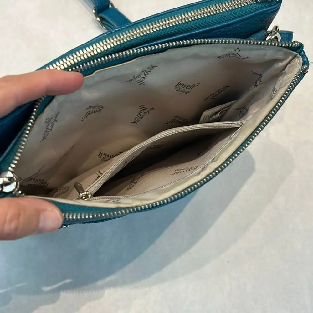 thirty-one Jewell Street Style Purse Crossbody Teal Turquoise Small Adjustable S